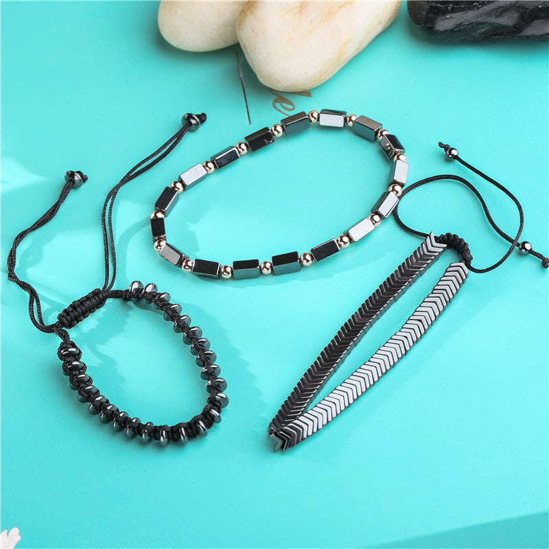 Bracelet Men's Bracelet Black Iron Stone Bracelet