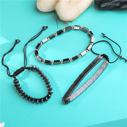 Bracelet Men's Bracelet Black Iron Stone Bracelet