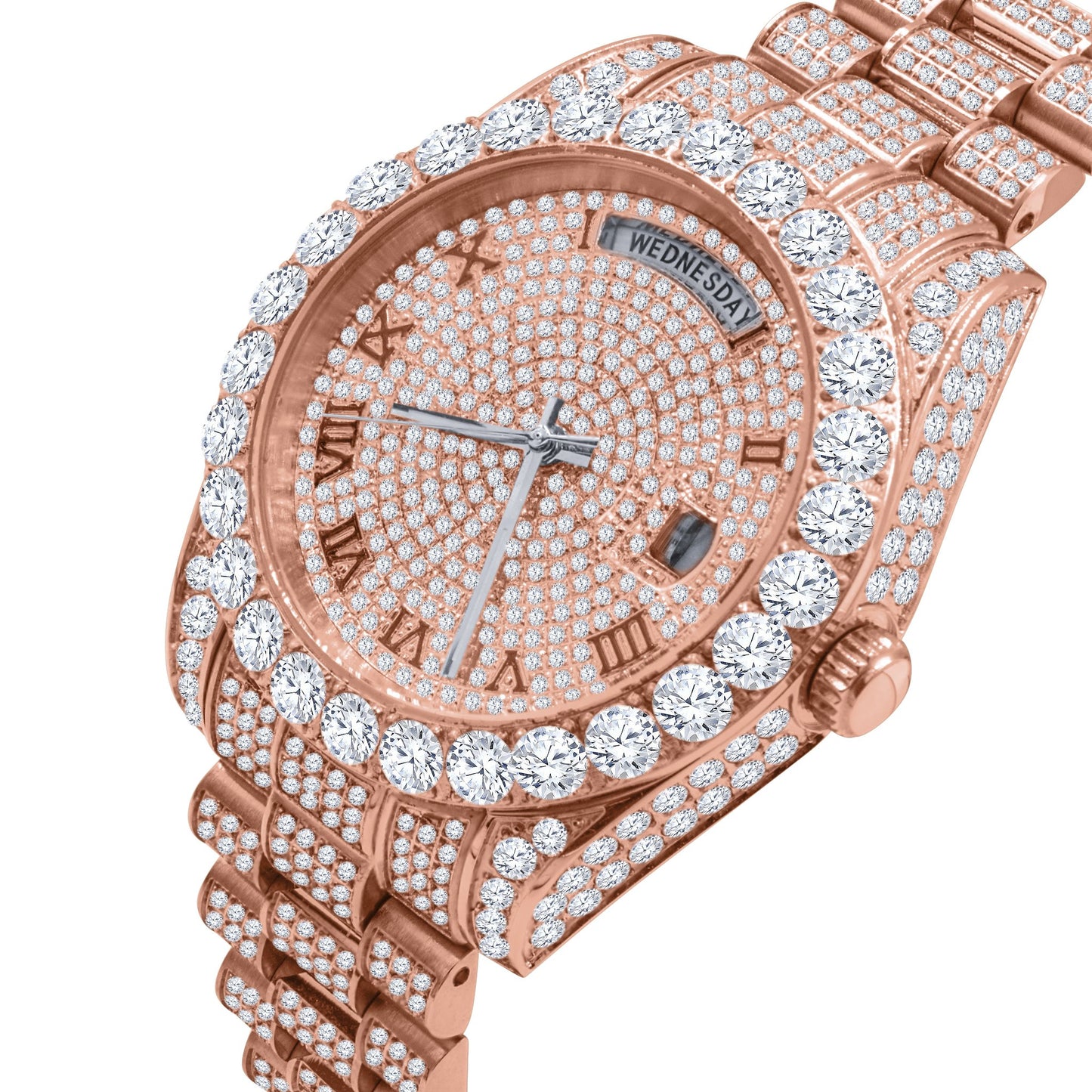 CROWN Cubic Zirconia Rose Gold Women's Watch
