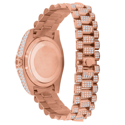 CROWN Cubic Zirconia Rose Gold Women's Watch