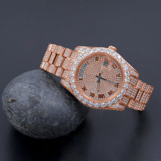CROWN Cubic Zirconia Rose Gold Women's Watch