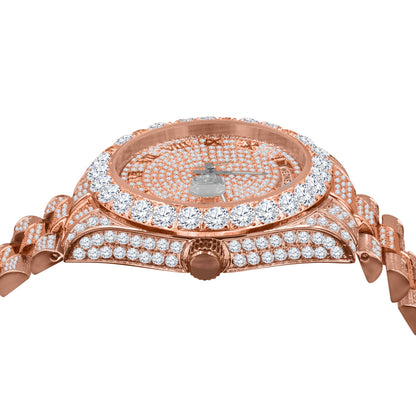 CROWN Cubic Zirconia Rose Gold Women's Watch