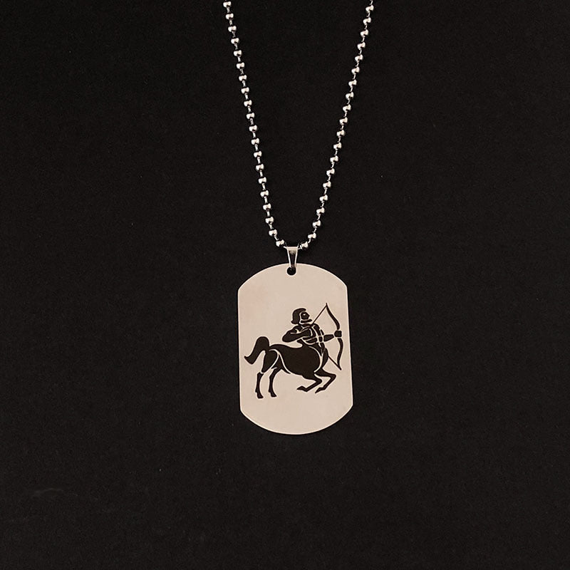 Twelve Zodiac Silver Pendant Necklace