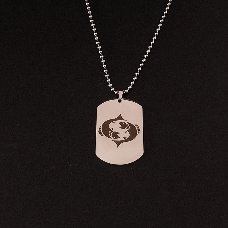Twelve Zodiac Silver Pendant Necklace
