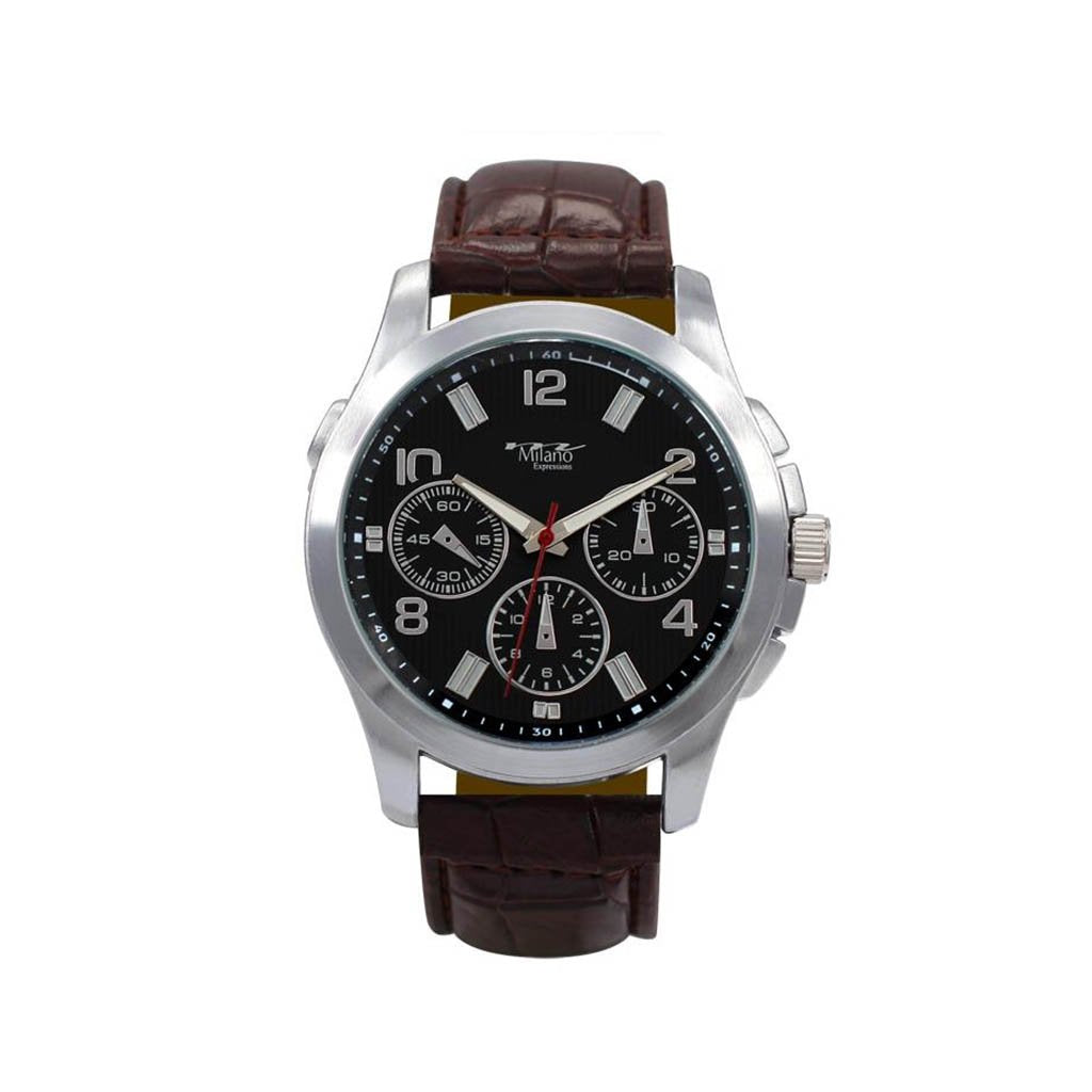 M Milano Brown Vegan Crocodile Band Men Watch