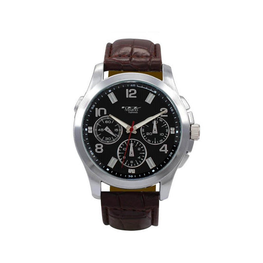 M Milano Brown Vegan Crocodile Band Men Watch