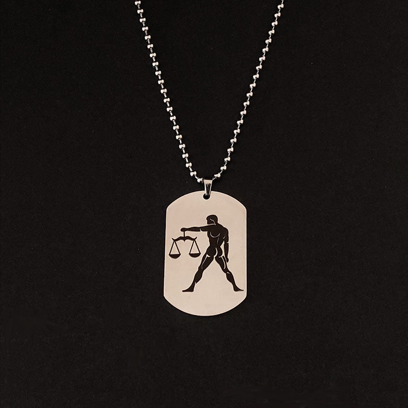 Twelve Zodiac Silver Pendant Necklace