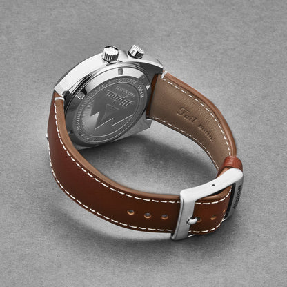 Alpina Men's AL727SS4H6 'Startimer Pilot' Monopusher Silver Dial Brown