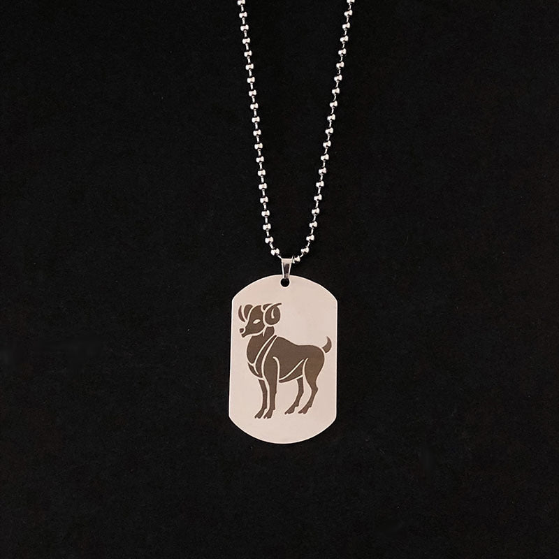 Twelve Zodiac Silver Pendant Necklace
