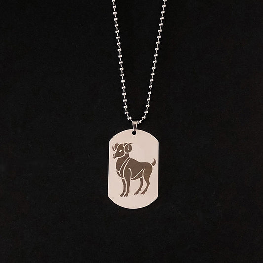 Twelve Zodiac Silver Pendant Necklace