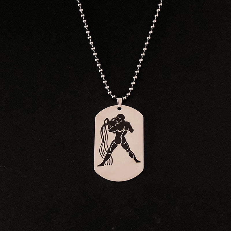 Twelve Zodiac Silver Pendant Necklace