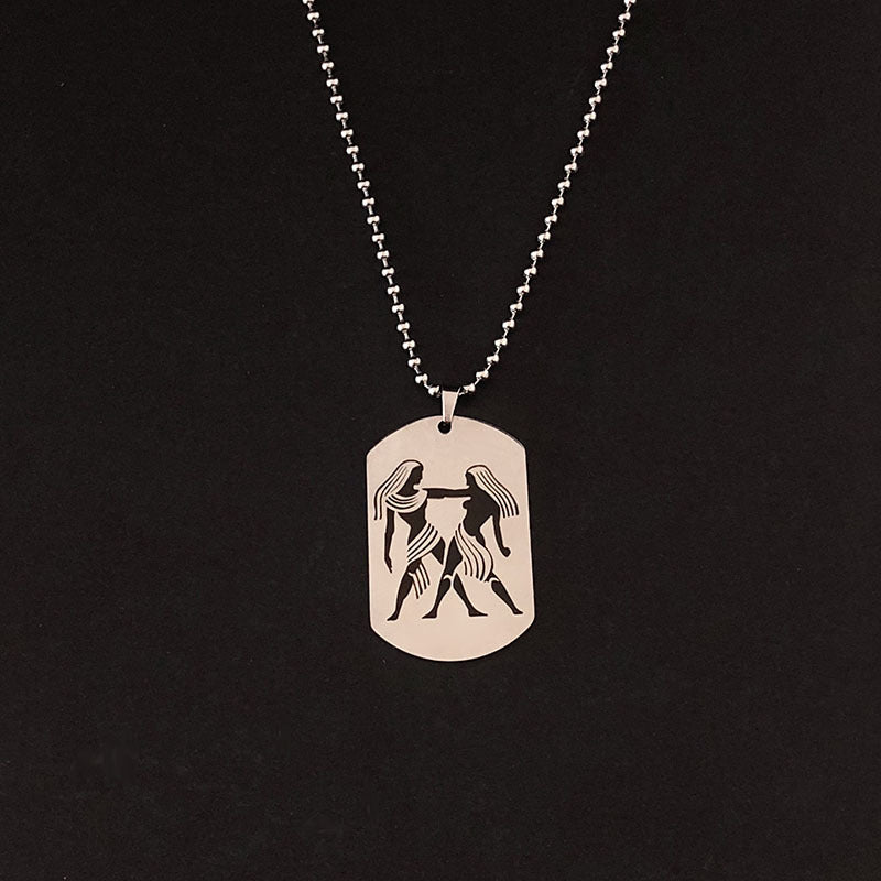 Twelve Zodiac Silver Pendant Necklace