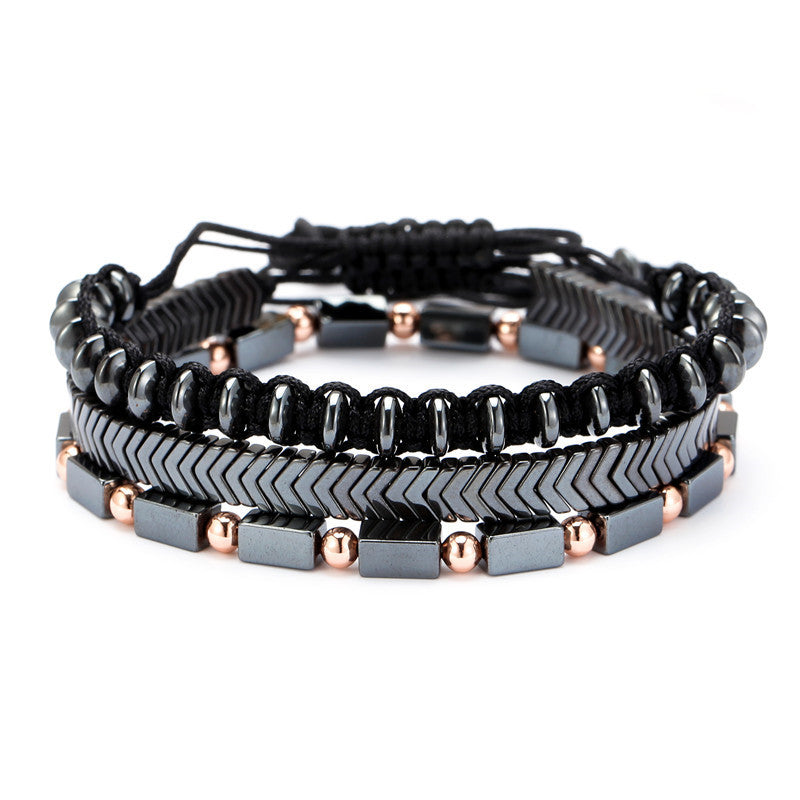 Bracelet Men's Bracelet Black Iron Stone Bracelet