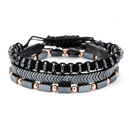 Bracelet Men's Bracelet Black Iron Stone Bracelet