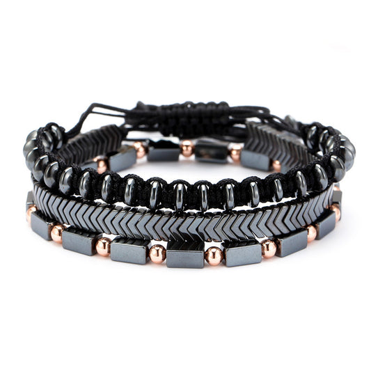 Bracelet Men's Bracelet Black Iron Stone Bracelet