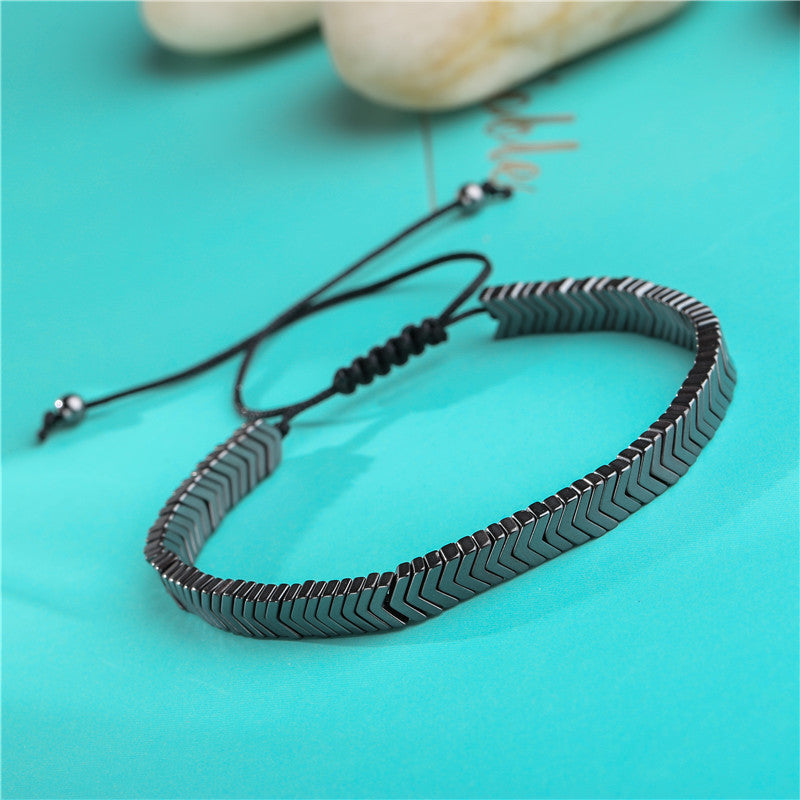 Bracelet Men's Bracelet Black Iron Stone Bracelet
